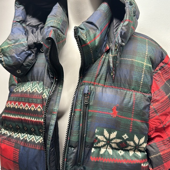 Polo Ralph Lauren The Gorham Ripstop Bomber Puffer Jacket Coat Patchwork L Large - Picture 4 of 12